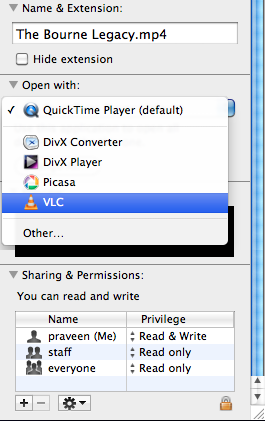 change my default video player on mac osx